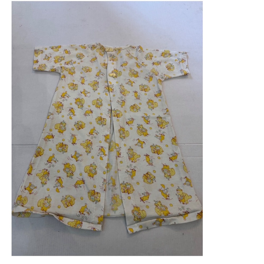 Vintage Carters Baby Gown Layette Yellow animal Print Short Sleeve USA